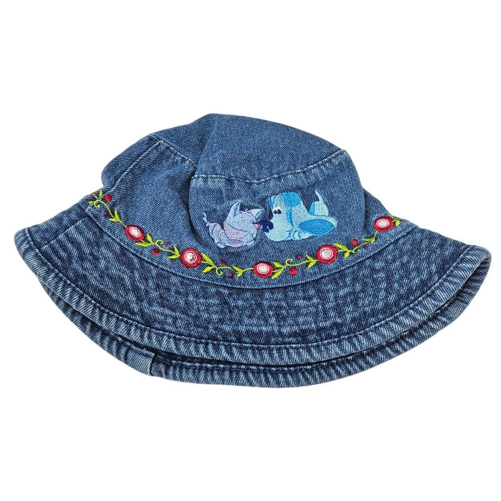 Vintage 2001 Y2K Toddler Blues Clues Embroidered Denim Bucket Hat Periwinkle Cat